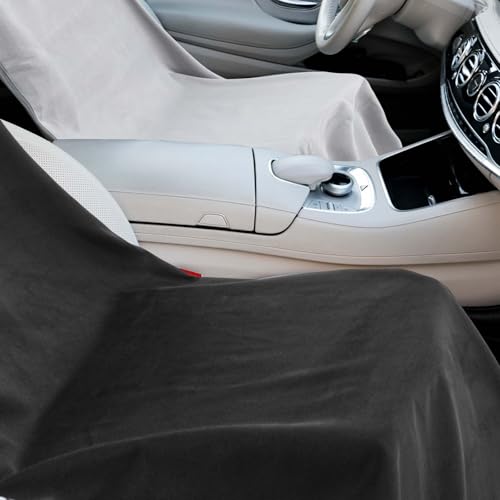 Image of Hahafelt 2 Pack Car Seat Towel Cover with Storage Bag, Black,Gray