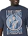 STAR TREK Men's Original Series Spock Live Long T-Shirt, Navy Blue Heather, X-Large