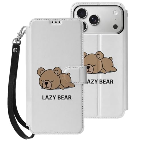 iPhone17ProMax用ケース 手帳型 かわいい くま アイフォン17ProMax用ケース 財布型 2025年新型 スマホケース PUレザー カード収納 スタンド機能 サイドマグネット ストラップ付き