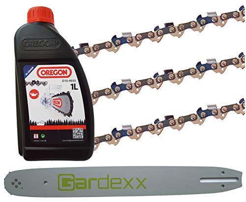 3 X Sägekette für DOLMAR ES-39 TLC + Gardexx Führungsschiene + 1 L OREGON Kettenöl Cover