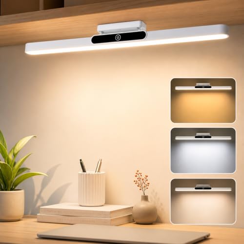 Image of One94Store Rechargeable LED Cabinet Light - Wireless Under Cabinet Lighting with 3 Color Modes, 1200mAh Battery, Touch Control & Magnetic Mount for Kitchen, Wardrobe & Bedroom, White