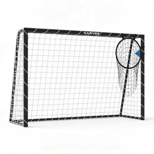 Garvee 12Ft/10Ft/8Ft/6Ft Steel Soccer Goal, Competition-Style Portable Backyard Soccer Goals for Youth & Adults with Net, Ground Stakes & Training Discs