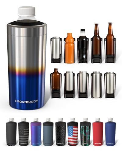 Image of Universal Buddy XL Can Cooler by Frost Buddy - Fits 12-ounce, 16-ounce, 20-ounce, and 24-ounce Cans and Bottles - Keep Your Drinks Refreshingly Chilled for over 12 hours. (Burnt Titanium)