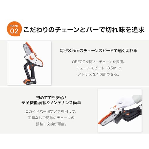 工進(KOSHIN) 18V 2.0Ah 充電式 ハンディ チェーンソー SHC-180 【バッテリー・充電器付】 枝切り 剪定 軽量 コンパクト 小型 3枚目