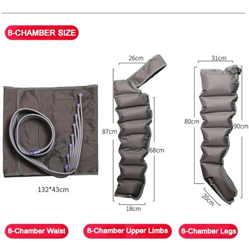 Máquina de Presoterapia Profesional, 8 Cámaras para Piernas, Abdomen y Brazo, Masaje Compresión de Aire para Drenaje Linfático, Equipamiento de Cuerpo Completo