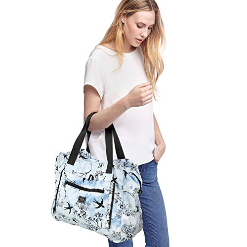 Gonex Travel Duffel Bag, Foldable Small Duffle Carry on Luggage Personal Item Bag Weekender Tote Bags Overnight Hospital Bag for Women Girls 30L Swallow