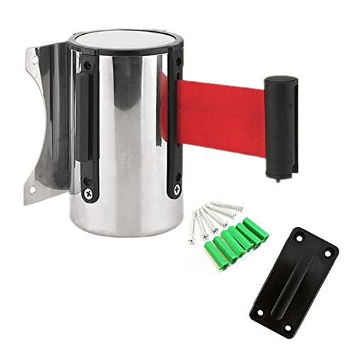 Awesile 5M Montaje en Pared Cinturón Barrera Retráctil Queue Cuerda Barrera Crowd Control Cinta Seguridad retráctil de Muchedumbre Cinta Retráctil Extensible Queue Barrier Cover