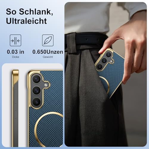 Coque Samsung S25 fibre de carbone fine texture bleu antichoc - 5
