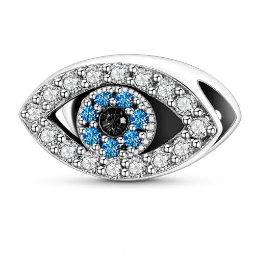 Charm de plata 925 Ojo de la suerte para pulsera compatible con joyas de familia