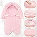 Infant Car Seat Insert & Strap Cover for Baby Girls, 2 in 1 Carseat Head Support Newborn, Ultra Soft Car Seat Cushion for Babies, Plush Fabric, Fit for Swing, Car Seat, Stroller, Bouncer, Pink