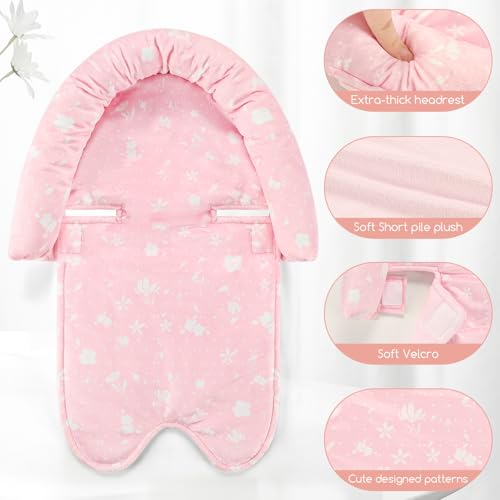 Almohadilla y funda para asiento de bebé rosa miniatura 4