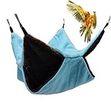 Keersi Bird Nest Double Layer Hanging Hammock Bed Toy for Parrot Parakeet Cockatiel Conure Cockatoo African Grey Amazon Lovebird Finch Budgie Hamster Rat Gerbils Chinchilla Cage Perch (Blue)