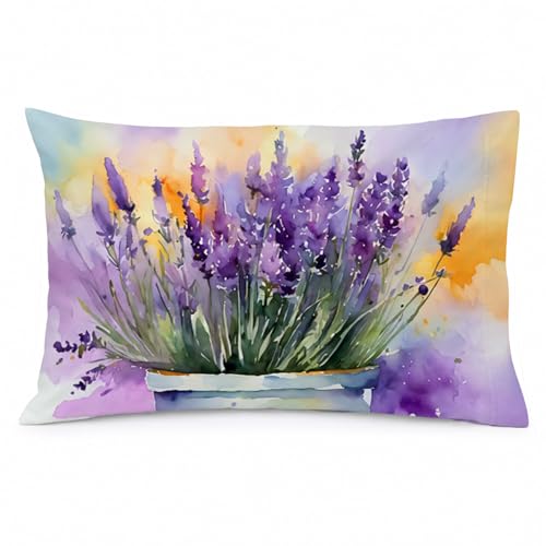 Caroline's Treasures DAC1584PILLOWCASE Lavender in Watercolor Fabric Standard Pillowcase Lightweight Super Soft Easy Care Decorative Artwork Pillowcase, Standard