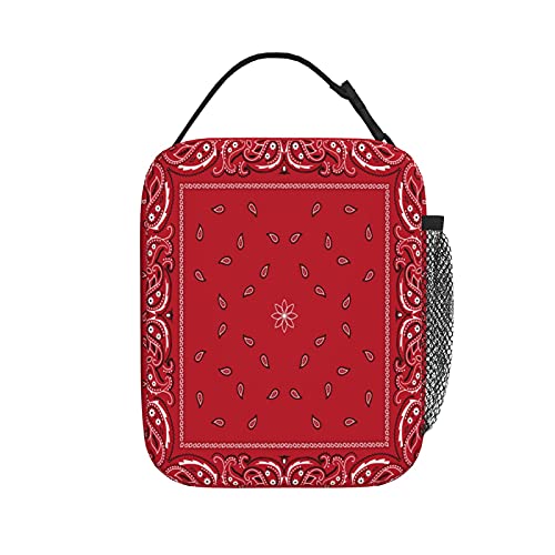 Red Paisley Mandala Lunch Box Insulated Soft Bag Reusable Cooler Bag For Women Men Work Picnic Hiking #TOP2