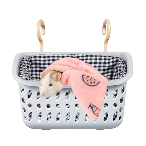 Image of JWShang Rat Hammock for Cage, Chew Proof Hanging Basket Bed with Sturdy Hooks, Pet Cage Accessories, Safe Cozy Small Animal Rodent Hammock for Sugar Glider Mice Snuggling Sleeping