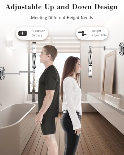 Image of 20X 9 inch Wall Mounted Magnifying Makeup Mirror with Light Height Adjustable