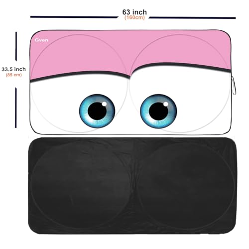 Gven Windshield Sun Shade Car Sun Shade 2025 Pink Car Accessories for Women Shades for Front Window Girly Windshield Cover Sunshades for Summer Heat Portection(Pink, L)