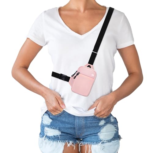 Image of Peicees Mini Crossbody Sling Bag Dual Pocket Water Resistant Running Phone Holder Chest Shoulder Bag for Men Women Travel Gym