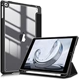 Fintie iPad 9.7 2018 2017 / Air 2 / 1 ケース 透明バックカバー Apple Pencil 収納可能 三つ折スタンド スリープ機能 軽量 薄型 傷つけ防止 PU合成レザー TPU 第6 / 5世代対応 (1ブラック)