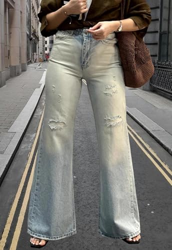 Image of Women's Flare High Waisted Bell Bottom Wide Leg Stretch Classic Denim Pants