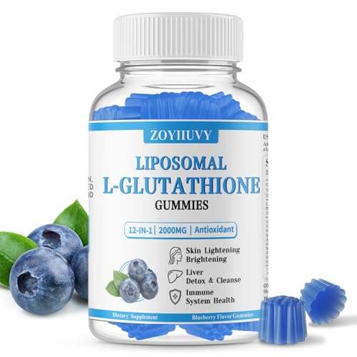 Liposomal Glutathione Gummies 2000mg High Absorption Glutathione Supplement with NAC Vitamin C Milk Thistle for Skin Health Liver Detox & Immune Vegan Sugar Free Blueberry Flavor 60 Count