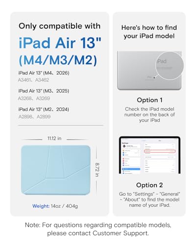 Image of MOFT Dynamic Folio Case for iPad Air 13 Inch M3 /M2 (2025 /2024), iPad Pro 12.9 6th /5th /4th Gen, Silm Magnetic Stand Case with 20+ Viewing Angles, Auto Wake /Sleep, Soothing Mist x Misty Cove