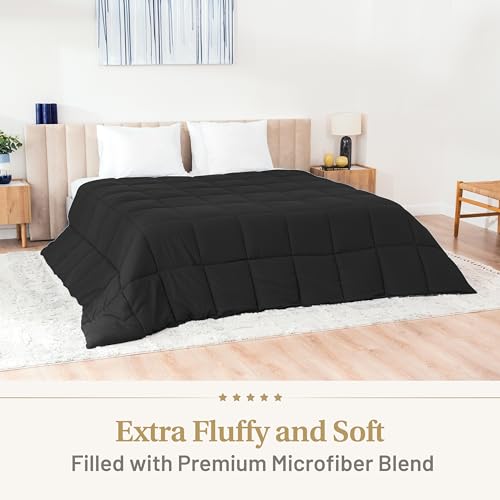 Image of Lavish Comforts Twin Duvet Insert - Premium Fluffy Black Comforter, Machine Washable, 68x86