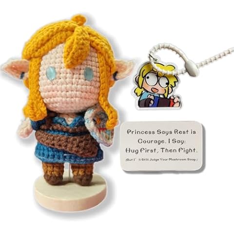 Lummitwit Emotional Support Doll Knitting Kingdom Tears Cute Positive Link Figure Stress Relief Therapy Gift Totk Action Figures Fun Zelda Keychain Handmade Desktop Accessories Zelda Gifts (Knight) Cover