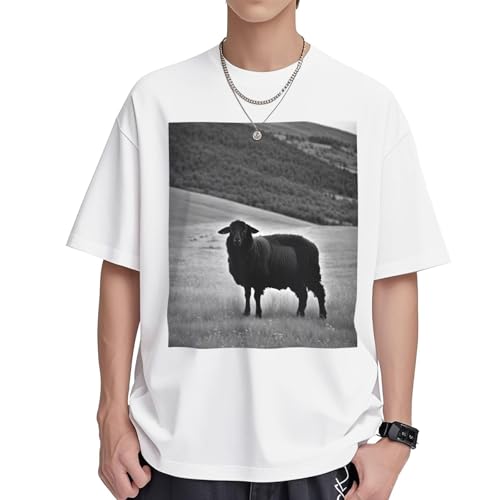 T-shirt en coton imprimé mouton col rond pour un confort quotidien