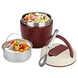 Romon Termos per Alimenti 1200 ml, Contenitore Portapranzo Termico Cibo Caldi, Thermos Pappa Neonati Acciaio Inossidabile Barattoli Isolati con Pieghevole Cucchiaio Portavivande per Zuppa Pasta