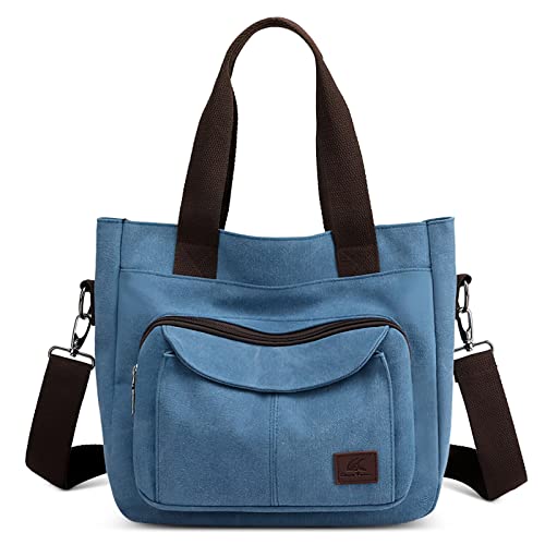 Borsa da Donna Tela Moda a Tracolla Casuale Leggero a Spalla Viaggiare Lavori Shopping Università Tote Crossbody Bag Blu