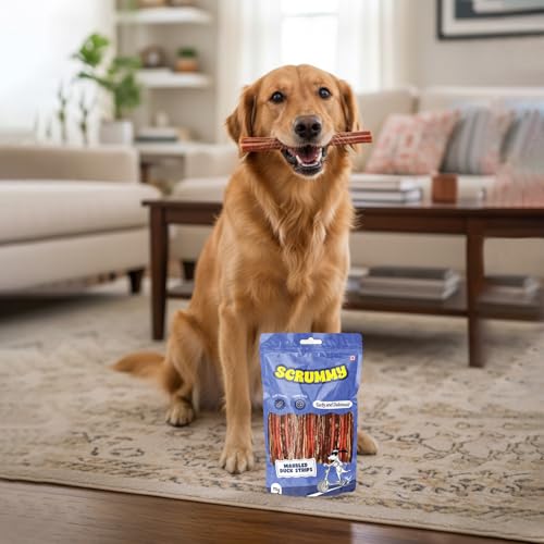 Image of Scrummy Marbled Duck Strips Dog Treats 70g Pack | Soft & Tasty Training Snacks | High Protein Healthy Chews for Puppies & Adult Dogs