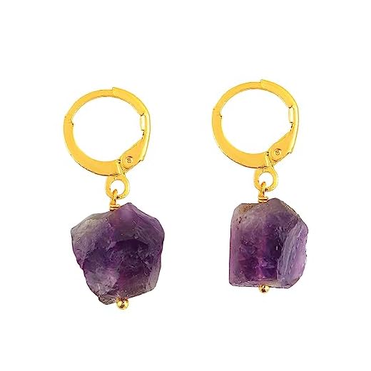 Raw Amethyst Crystal Hoop Earrings