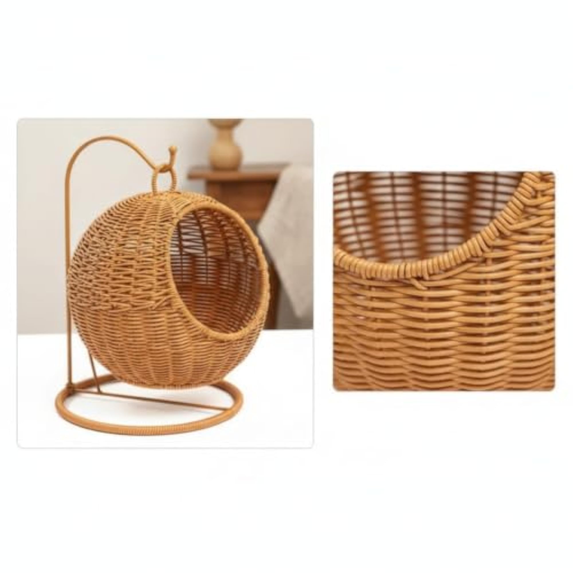 Hand-Woven Hanging Basket with Stand