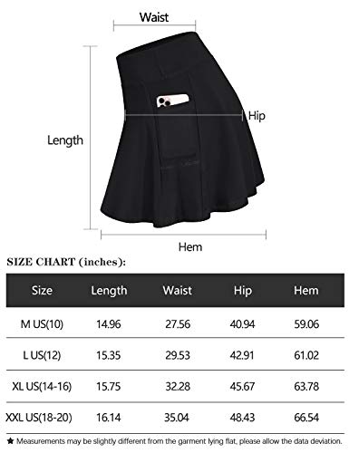 Fulbelle Black Skirt, Womens Tennis Skirts Golf Skorts Skirts For Women With Pockets High Waisted Yoga Athletic Skorts Quick Dry Casual Summer Medium #TOP5
