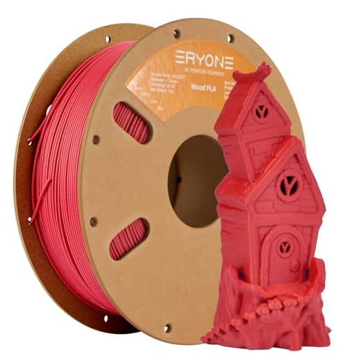 ERYONE Wood PLA Filament 3D Printer PLA Filament 1.75mm +/- 0.03mm, PLA Filament 1KG Cardboard Spool(2.2LBS), Red Wood