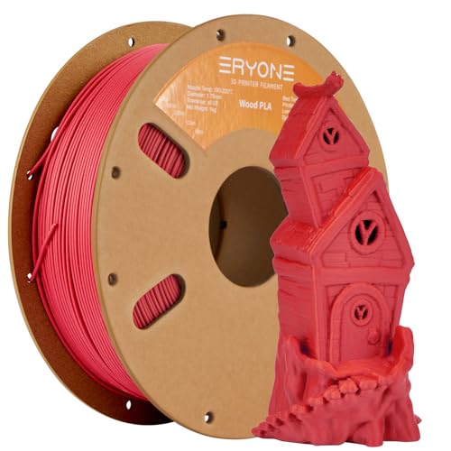 Image of ERYONE Wood PLA Filament 3D Printer PLA Filament 1.75mm + /- 0.03mm, PLA Filament 1KG Cardboard Spool(2.2LBS), Red Wood