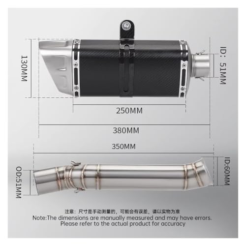 Tuyau de connexion d'échappement 800MT en inox robuste de 51mm type M11 pour trail