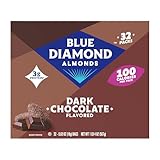 Blue Diamond Almonds Dark Chocolate Cocoa Dusted Snack Nuts, 100 Calorie Packs, (Pack of 1, 32 Count Toal)