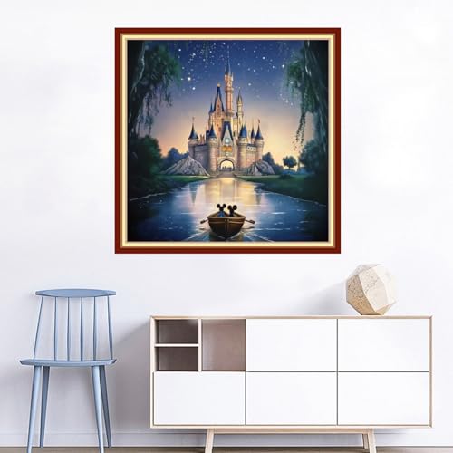 Image of Joyhoor Cross Stitch Kits for Beginners Stamped Cross-Stitch Supplies Needlework preprint Embroidery Kits for Adults DIY Needlepoint Kits Embroidery Patterns 11CT-Dream Castle 18x18 inchs