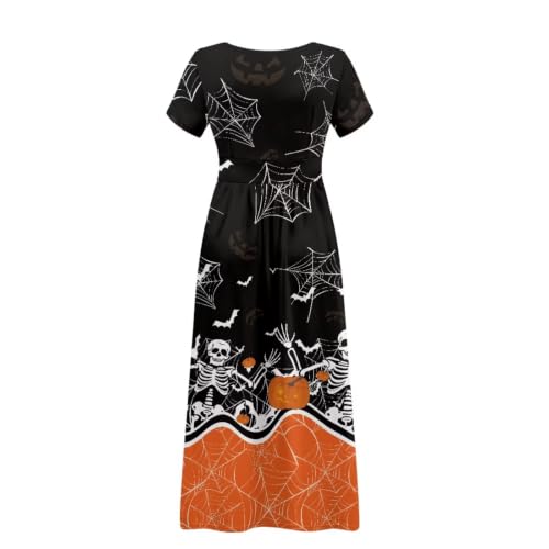 Image of Women's Fall Summer Short Sleeve Ankle Length V-Neck Party Dress with Pockets Size S-3XL