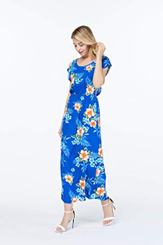 Image of Matchable Couple Hawaiian Luau Shirt or Maxi Simple Dress in Hibiscus | Sold Individually; Soft Rayon Fabric; Cap Sleeve Design; Signature Tropical Prints; Vacation Ready