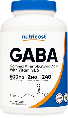 Nutricost GABA(γ-アミノ酪酸) + ビタミンB6 500mg配合 240カプセル