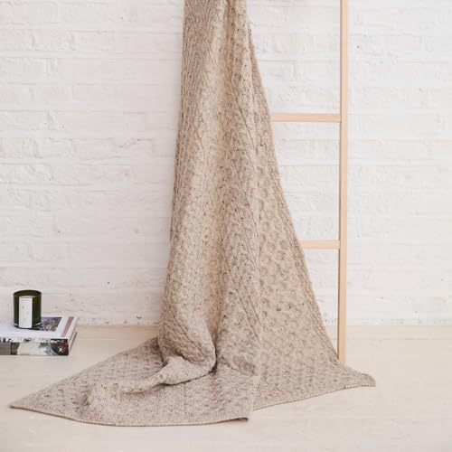 Aran Woollen Mills Irish Wool Blanket, 100% Worsted Wool, Traditional Cable Knit Design, Durable & Ethically Made in Ireland, Bertra, Skiddaw, 36x60 Inches Aran Woollen Mills Irish Wool Blanket, 100% Worsted Wool, Traditional Cable Knit Design, Durable & Ethically Made in Ireland, Bertra, Skiddaw, 36x60 Inches