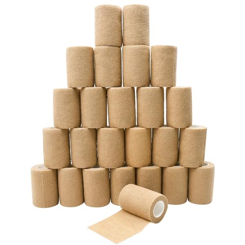 24pcs Self Adhesive Bandage Wraps 3in 5 Yards Skin Color Vet Wrap