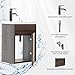 wonline 16” Bathroom Vanity Sink Combo for Small Space Wall Mounted Cabinet Set Design White Resin Basin Sink Top Chrome Faucet Wood Color