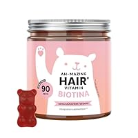 Biotina Gummies Ah-mazing Hair – Integratori per Capelli – Formula Potenziata – 10.000 µg di Biotina, Zinco, Vitamina B6, C, E e Iodio – 90 pezzi (3 Mesi), Vegane, Senza Zucchero, Bears with Benefits