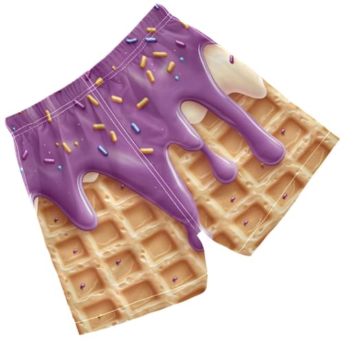 Pigsaly Boys Swim Trunks Sprinkles Purple Gold Glaze Caramel Ice Cream Boys Board Shorts Swimsuit Swimwear Bathing Suit 2T2