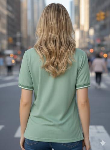 Image of Mack Jonney Women's Textured Polo T-Shirt | Half Sleeve Cotton Blend Top |Casual Collar Tee | Regular Fit-M7527
