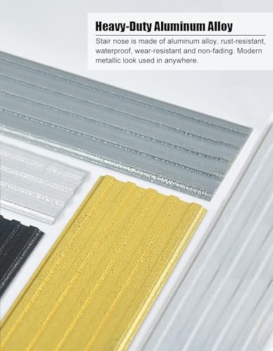 Perfil de borde de escalera de aluminio plateado barra de transicion de piso plano antideslizante 5